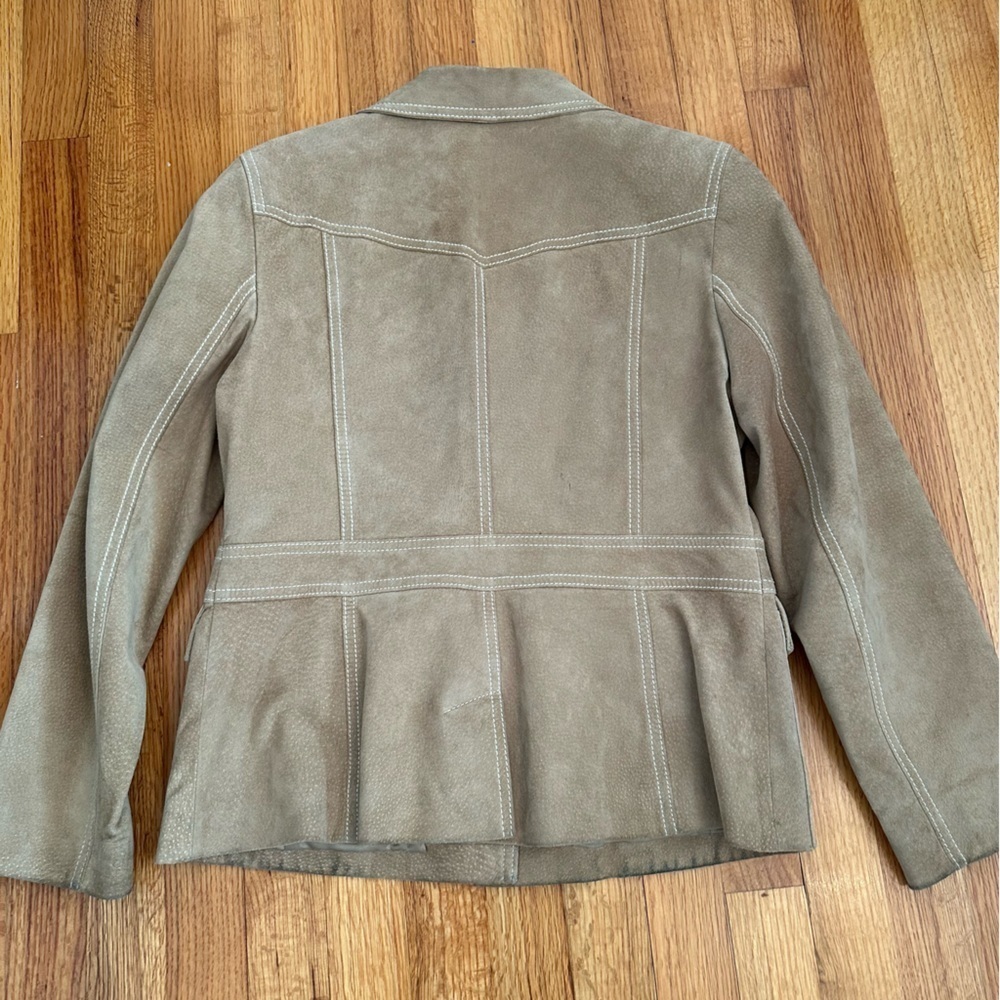 Ann Taylor By Loft Women’s 100% Leather Jacket Tan With Pockets, Lined Size 12P - Picture 10 of 13